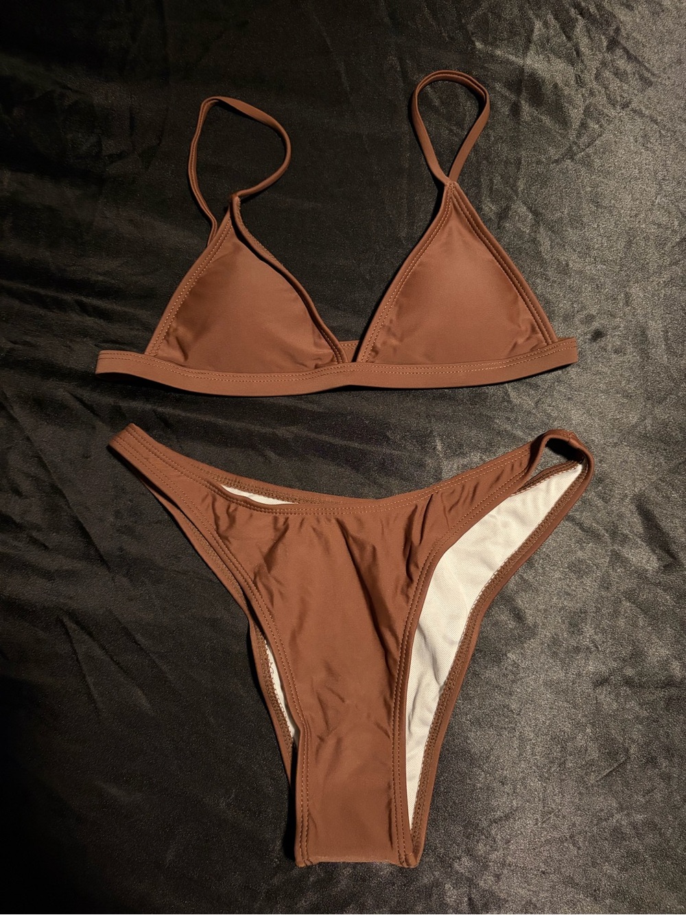 SHEIN Brown Triangle Bikini Set